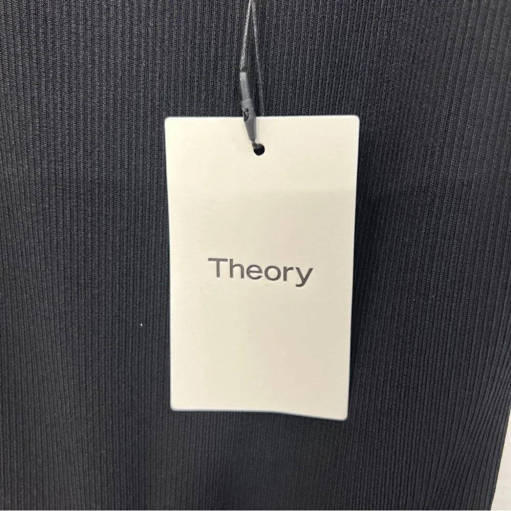 NWT $495 Theory Sleeveless Square Neck Jumpsuit Rib Romper Crepe Petite Black - Picture 8 of 11